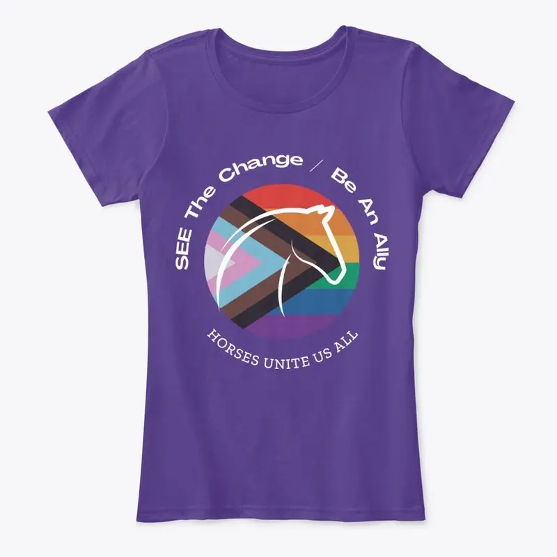 Horses Unite Us All Women's Tee- Dark